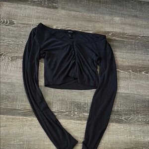 Forever 21 Black Off-Shoulder Long Sleeve Blouse